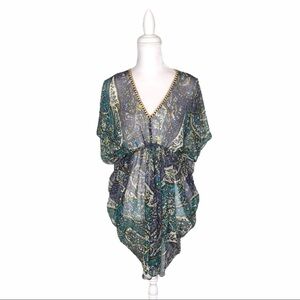 Joie silk paisley sheer beaded cover-up swim beach plage small boho sexy elegant